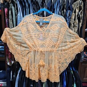 Vince Camuto Lace Top Coverup Blouse Beach ⛱️ Vacation Cruise 🛳 Long